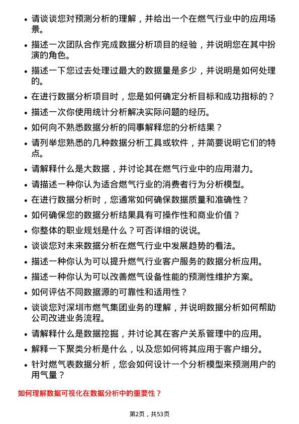 39道深圳市燃气集团数据分析员岗位面试题库及参考回答含考察点分析