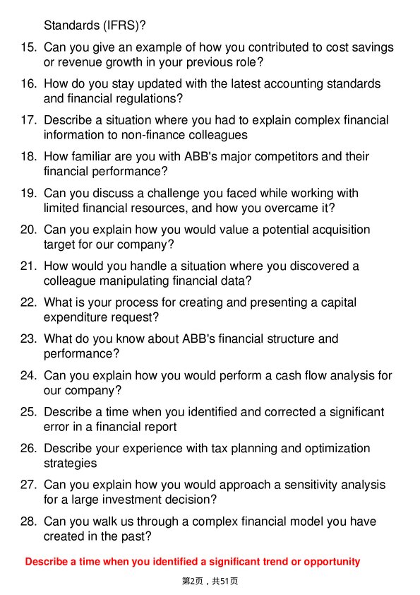 39道ABBFinance Analyst岗位面试题库及参考回答含考察点分析