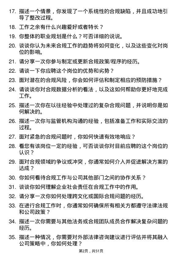 39道江西省投资集团合规专员岗位面试题库及参考回答含考察点分析