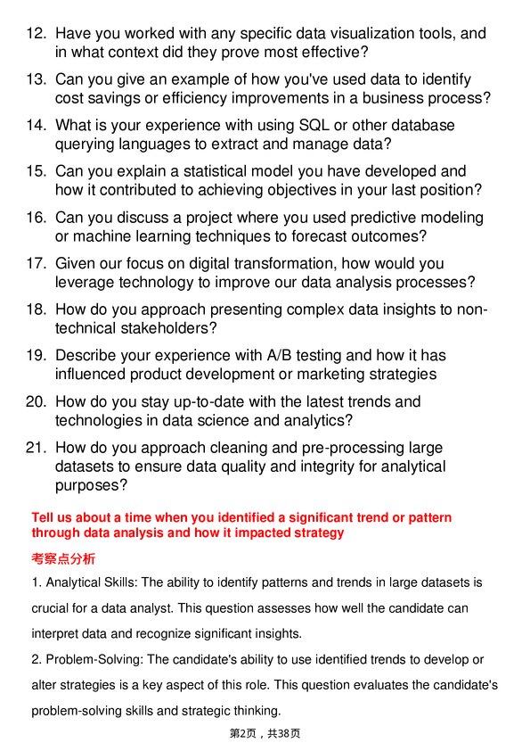 39道渣打银行Data Analyst岗位面试题库及参考回答含考察点分析