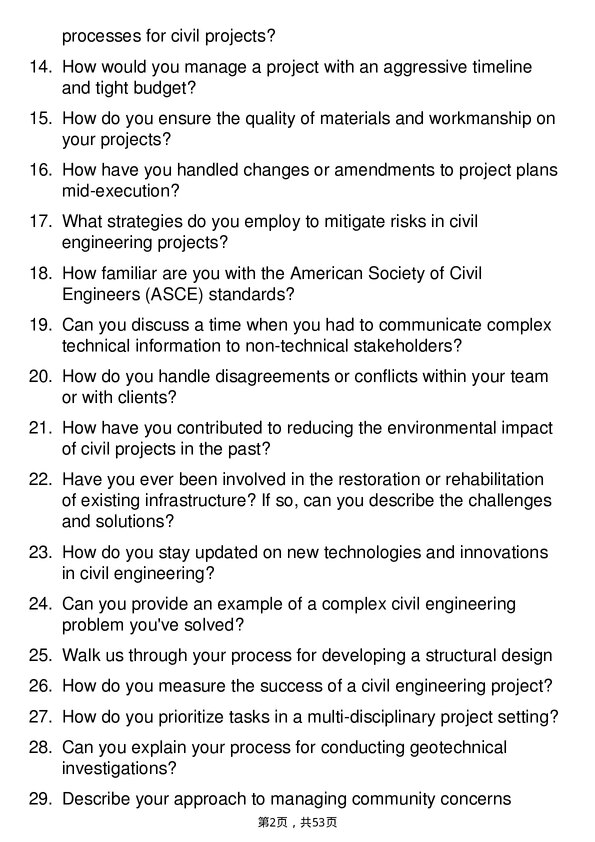 39道雪佛龙Civil Engineer岗位面试题库及参考回答含考察点分析