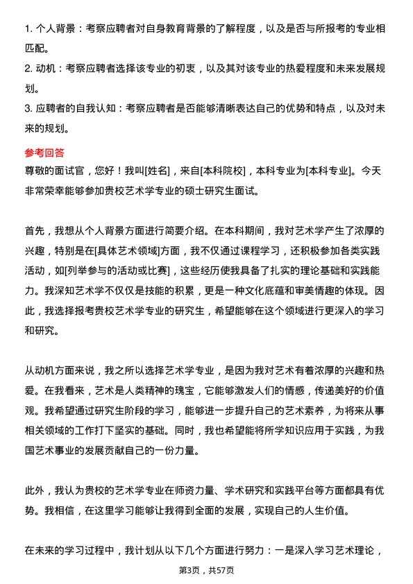 35道青岛大学艺术学专业研究生复试面试题及参考回答含英文能力题