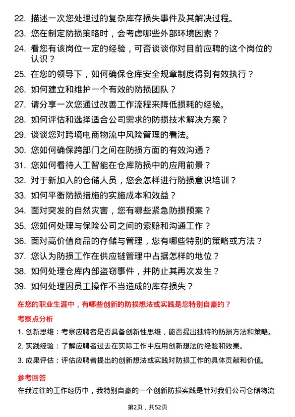 39道上海寻梦信息技术防损总监岗（跨境电商仓）岗位面试题库及参考回答含考察点分析