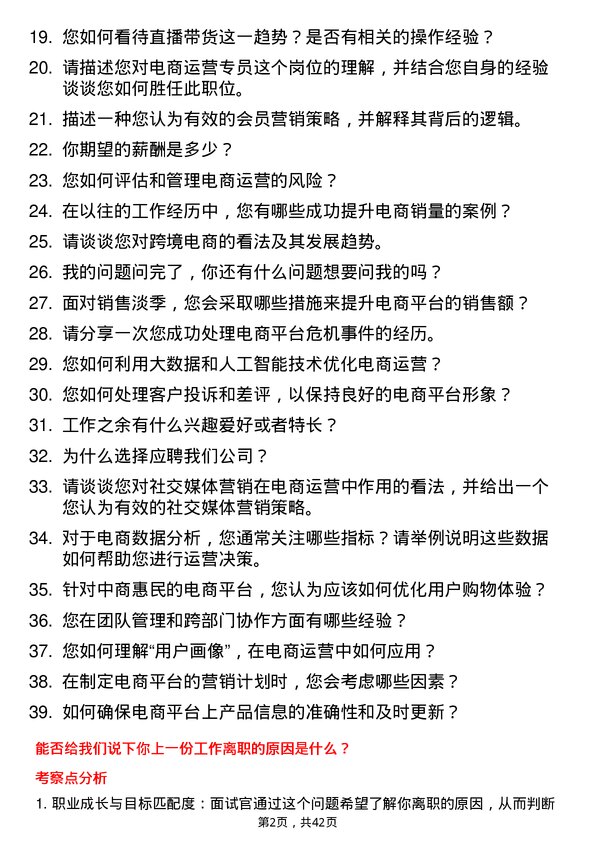 39道中商惠民电商运营专员岗位面试题库及参考回答含考察点分析