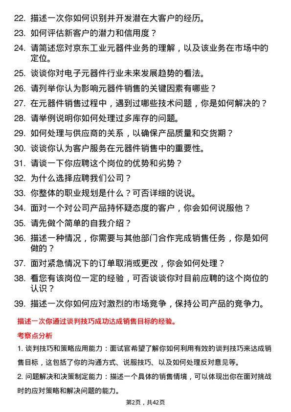 39道京东工业元器件客户经理岗位面试题库及参考回答含考察点分析