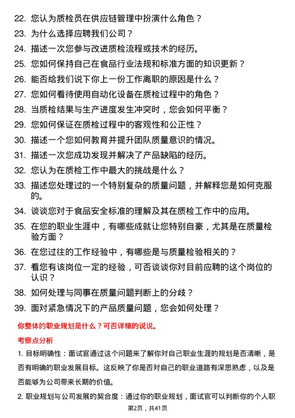 39道美菜网质检员岗位面试题库及参考回答含考察点分析