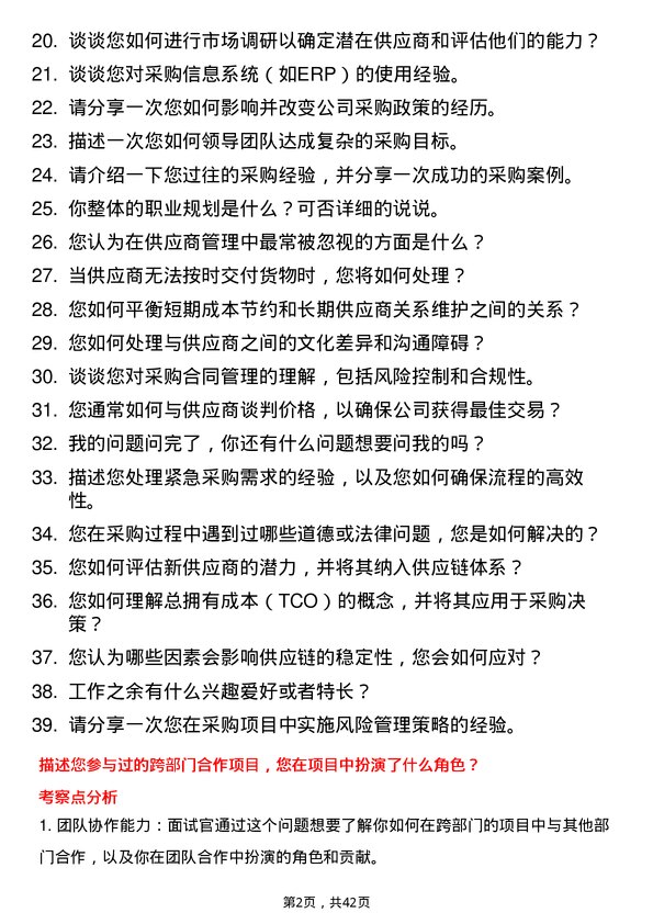 39道行云集团采购专员岗位面试题库及参考回答含考察点分析