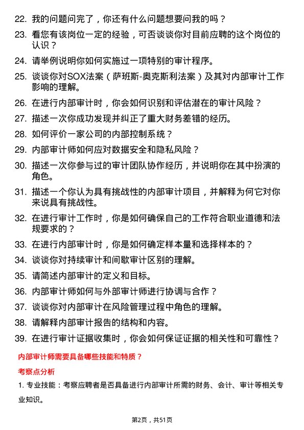 39道西子国际控股公司审计专员岗位面试题库及参考回答含考察点分析