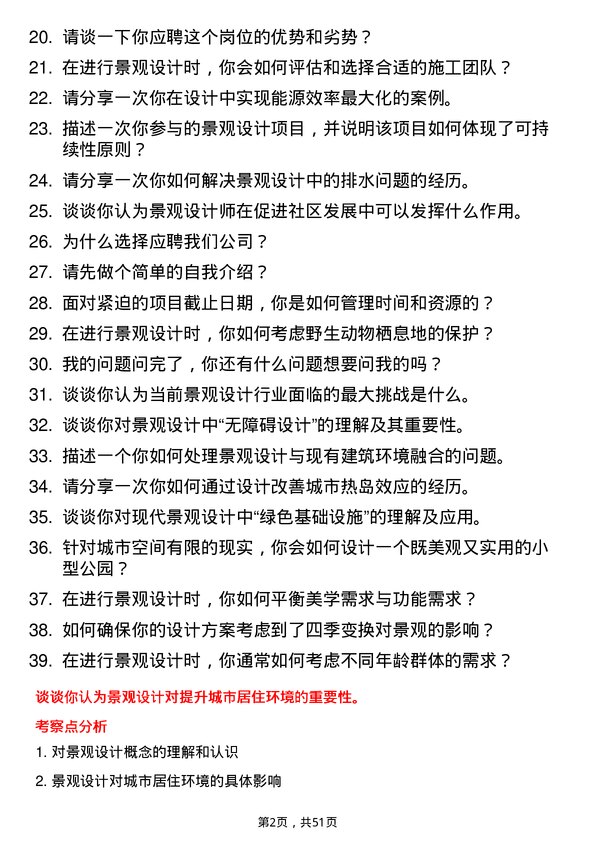 39道雅居乐地产置业景观设计师岗位面试题库及参考回答含考察点分析