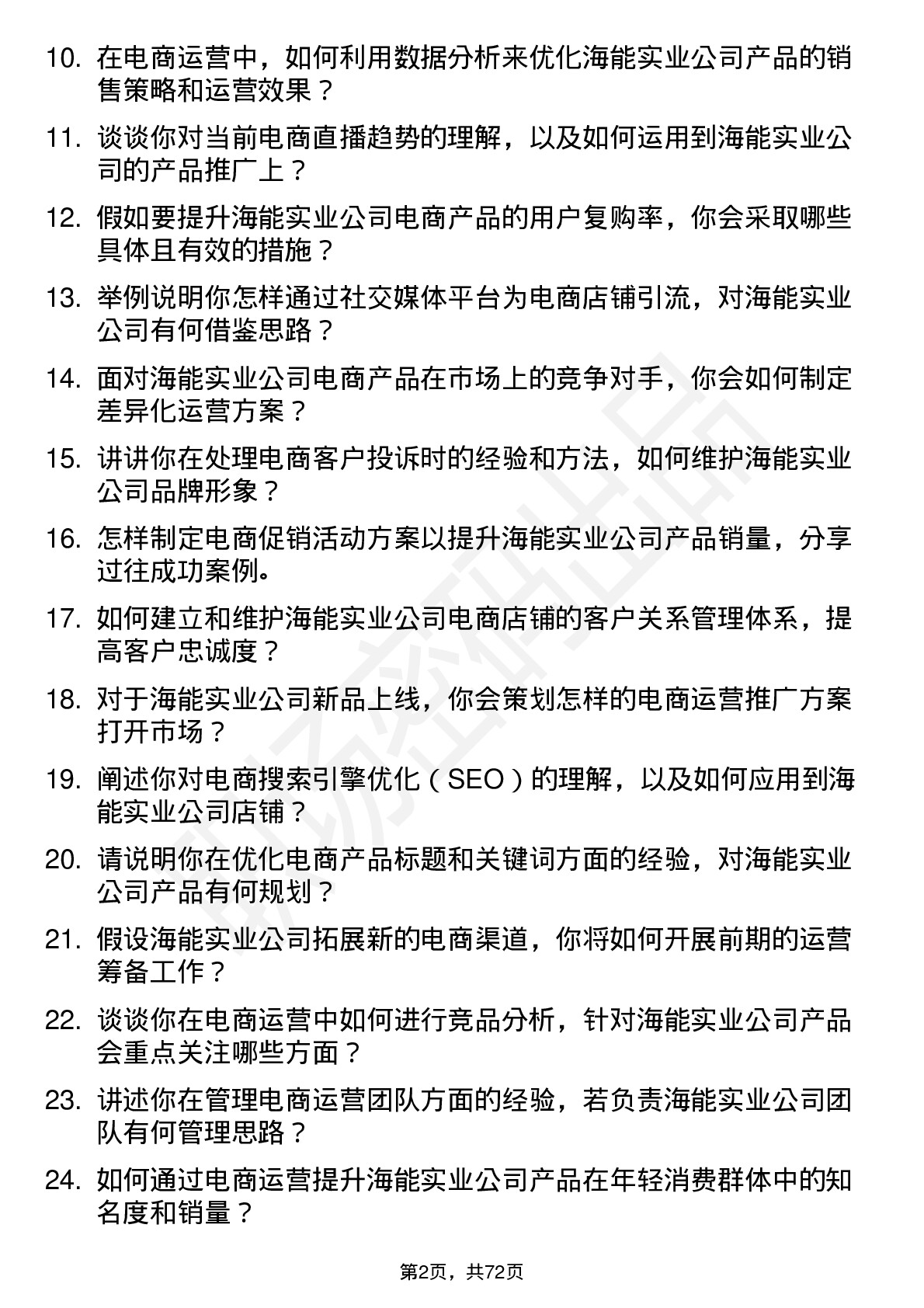 48道海能实业电商运营岗位面试题库及参考回答含考察点分析