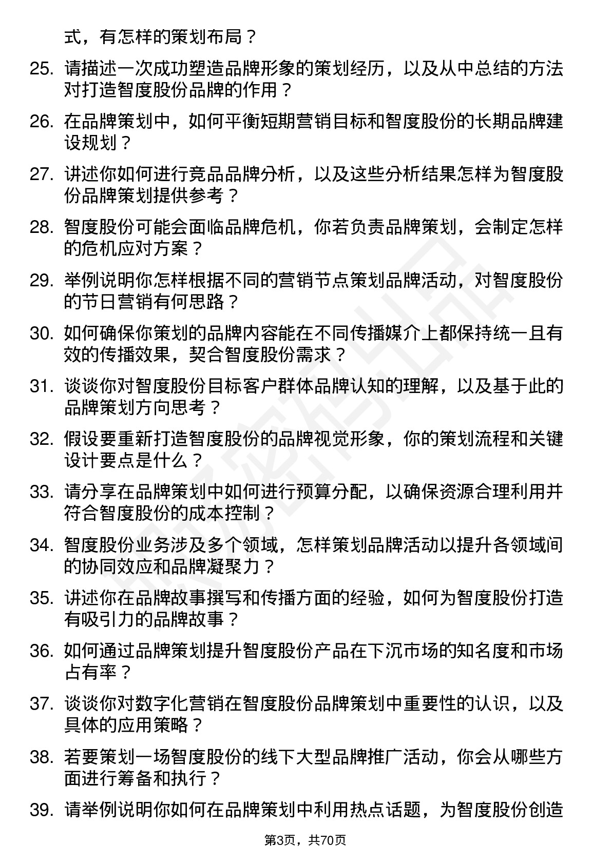 48道智度股份品牌策划专员岗位面试题库及参考回答含考察点分析