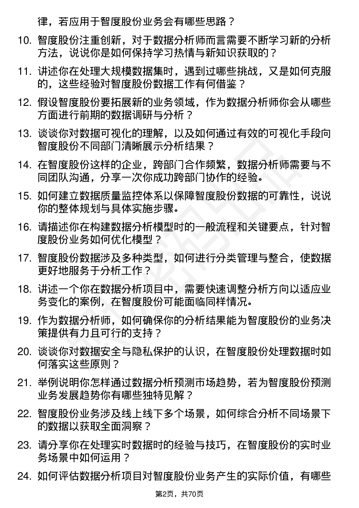 48道智度股份数据分析师岗位面试题库及参考回答含考察点分析