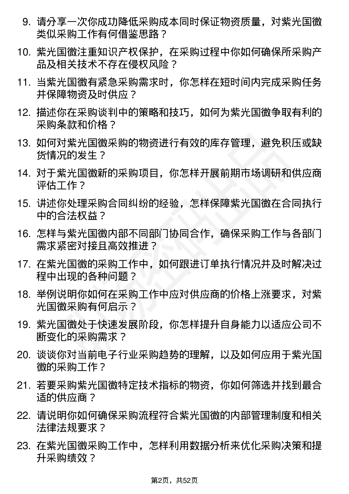 48道紫光国微采购工程师岗位面试题库及参考回答含考察点分析