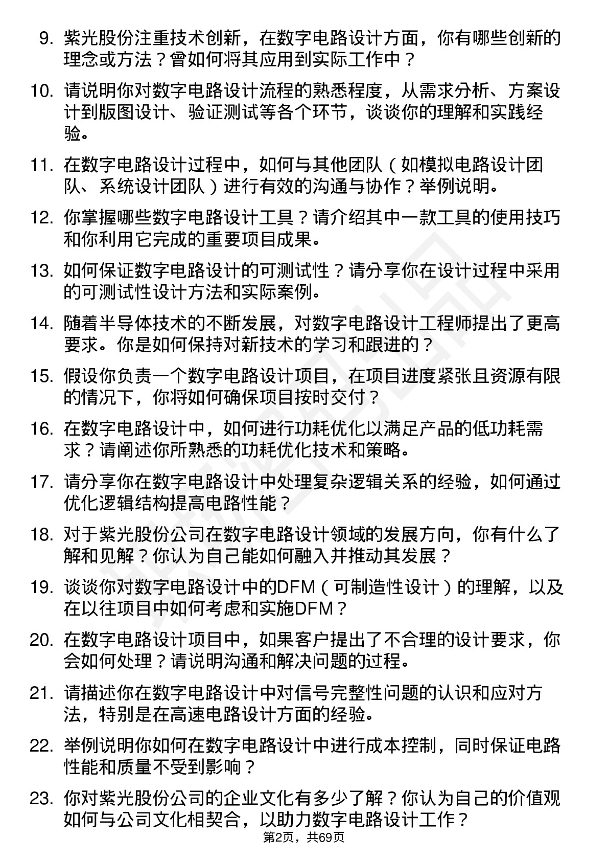 48道紫光股份数字电路设计工程师岗位面试题库及参考回答含考察点分析