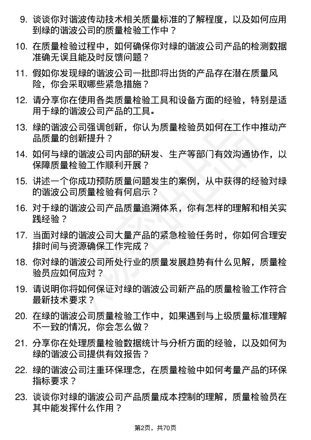 48道绿的谐波质量检验员岗位面试题库及参考回答含考察点分析