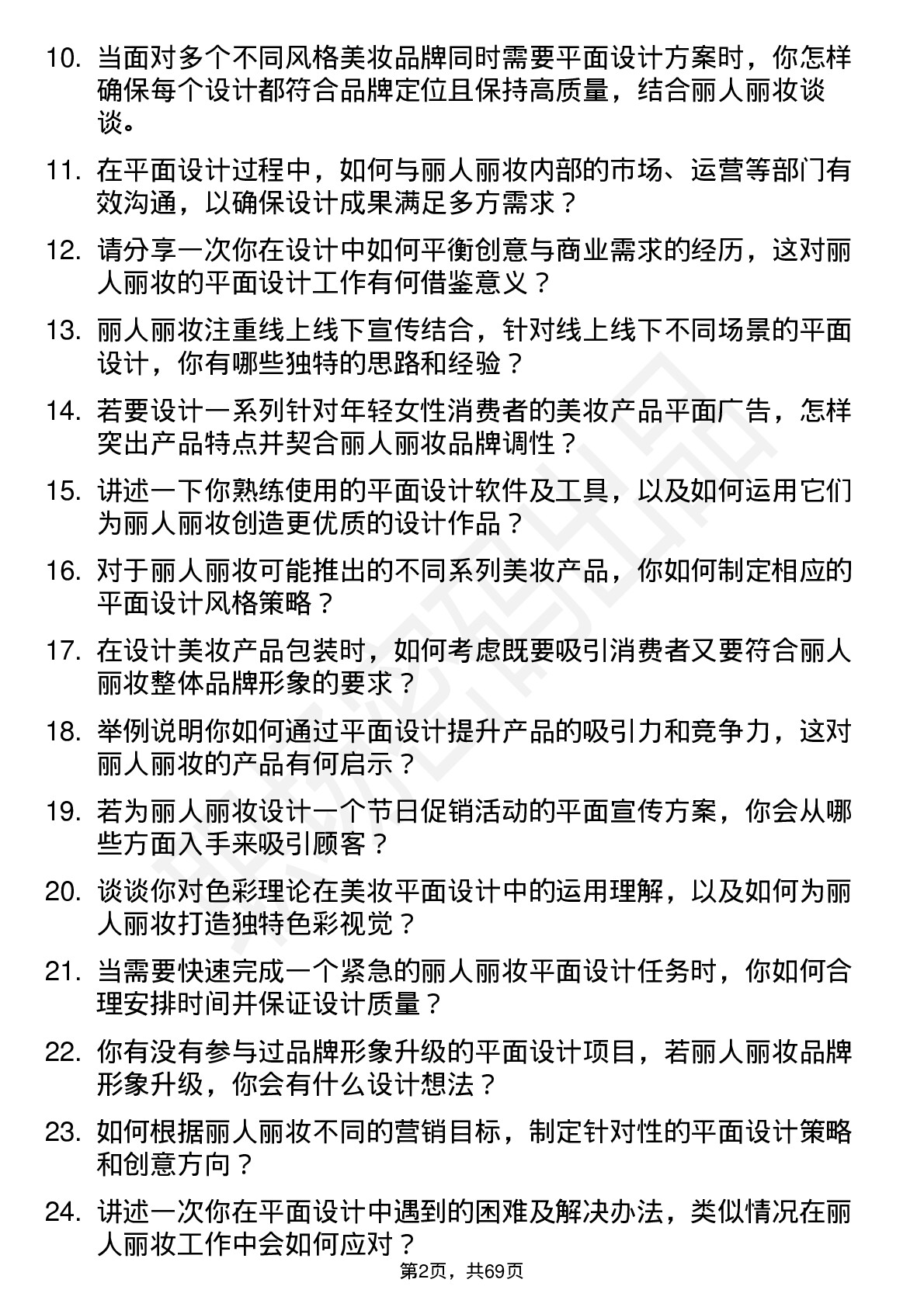 48道丽人丽妆平面设计师岗位面试题库及参考回答含考察点分析