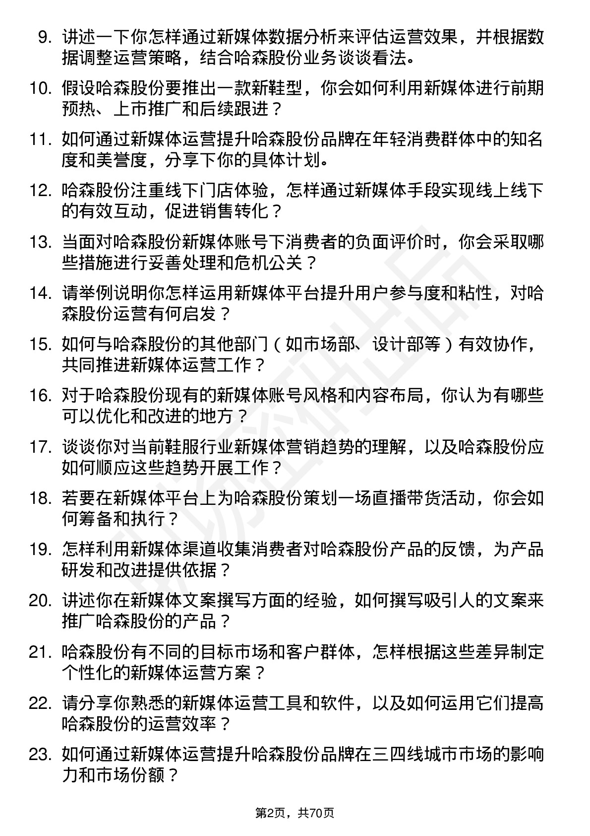 48道哈森股份新媒体运营专员岗位面试题库及参考回答含考察点分析