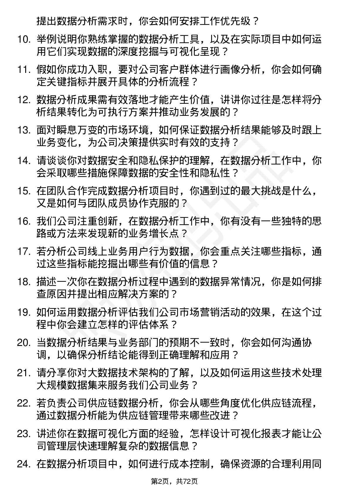 48道好当家数据分析师岗位面试题库及参考回答含考察点分析