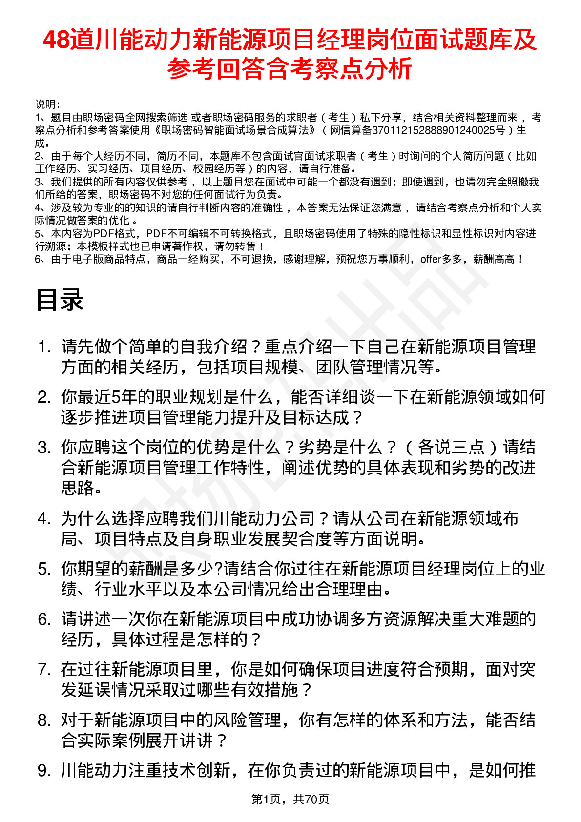 48道川能动力新能源项目经理岗位面试题库及参考回答含考察点分析