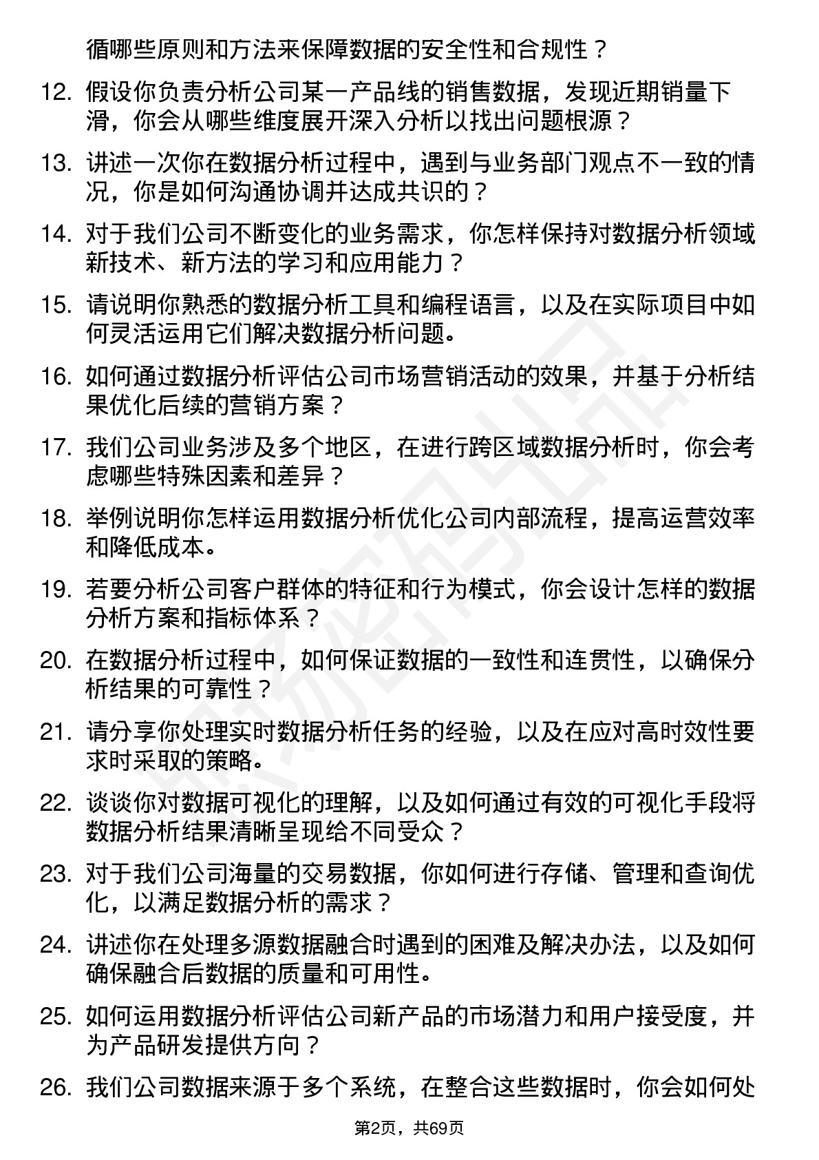 48道今天国际数据分析师岗位面试题库及参考回答含考察点分析