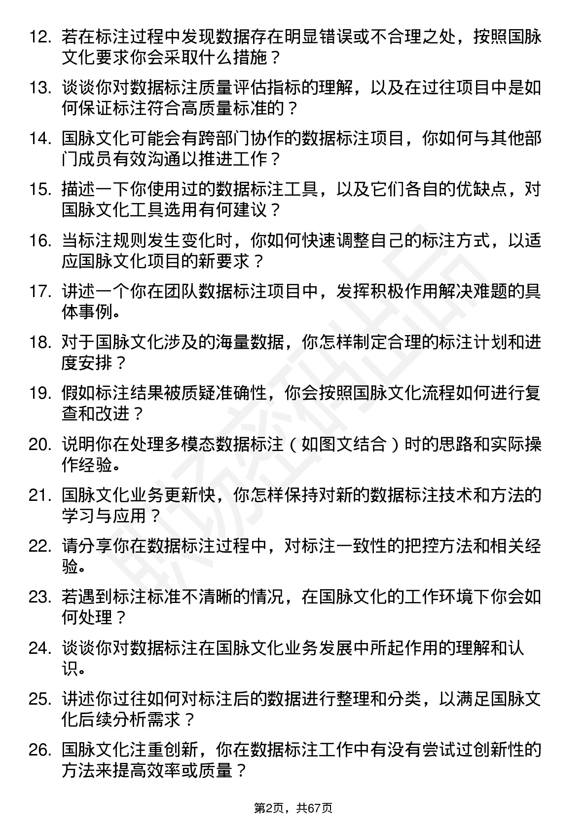 48道国脉文化数据标注员岗位面试题库及参考回答含考察点分析