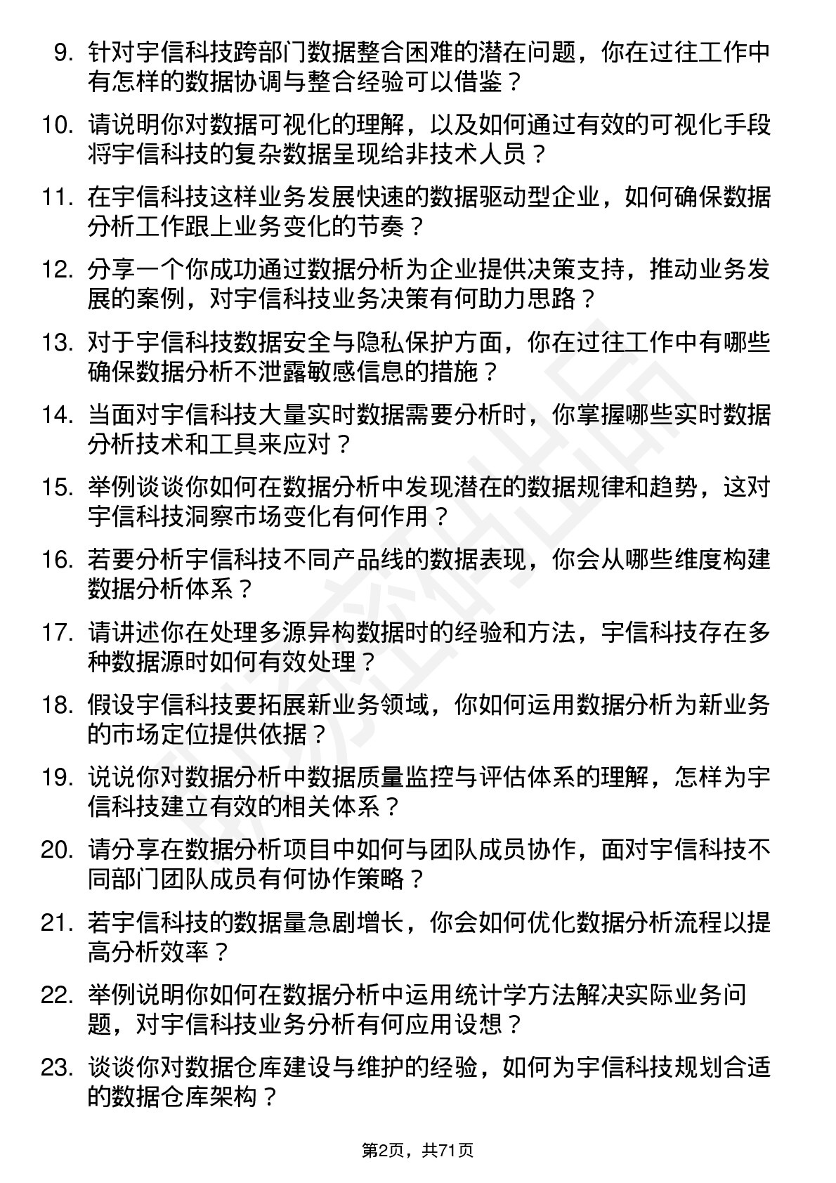 48道宇信科技数据分析师岗位面试题库及参考回答含考察点分析