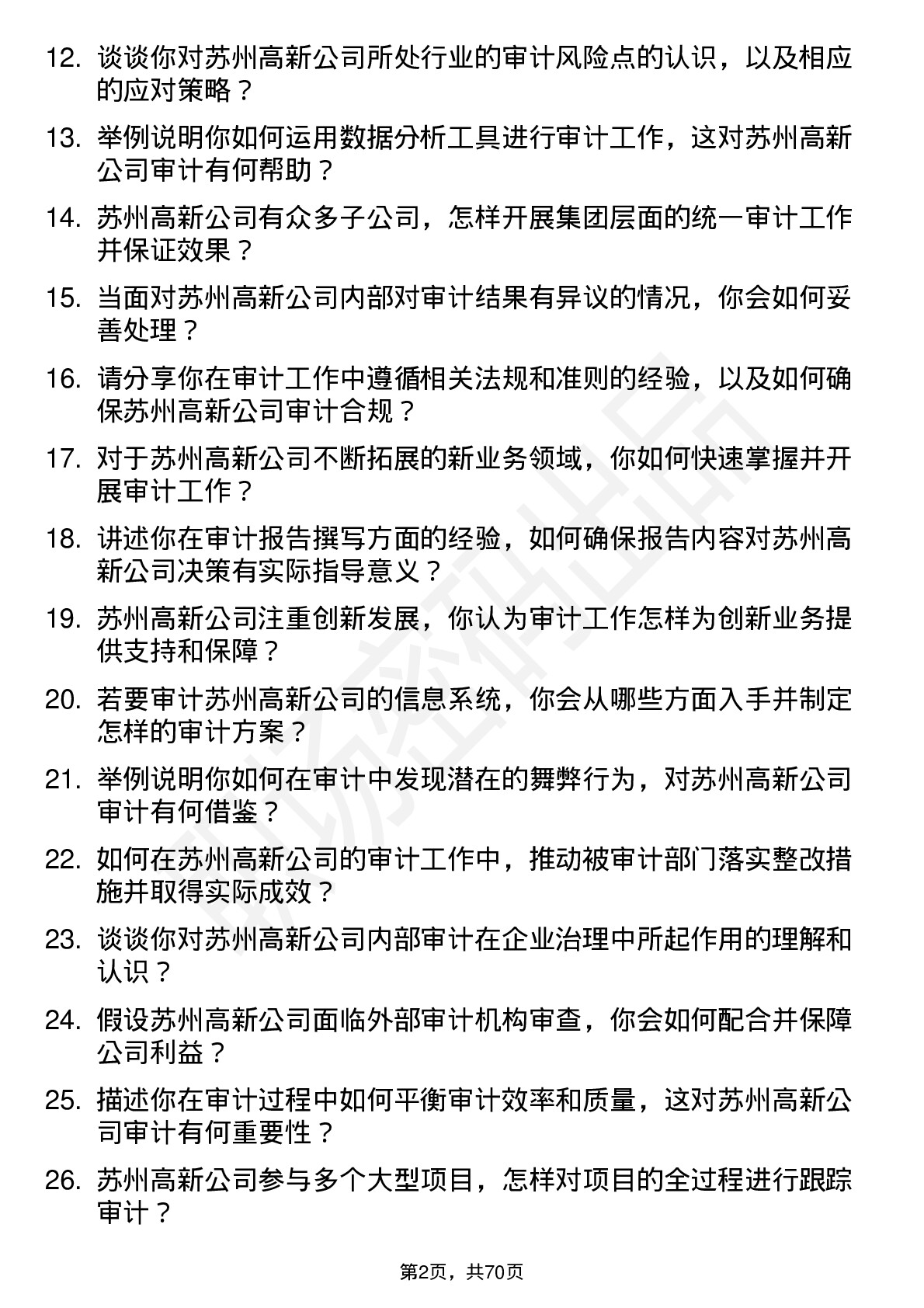 48道苏州高新审计员岗位面试题库及参考回答含考察点分析