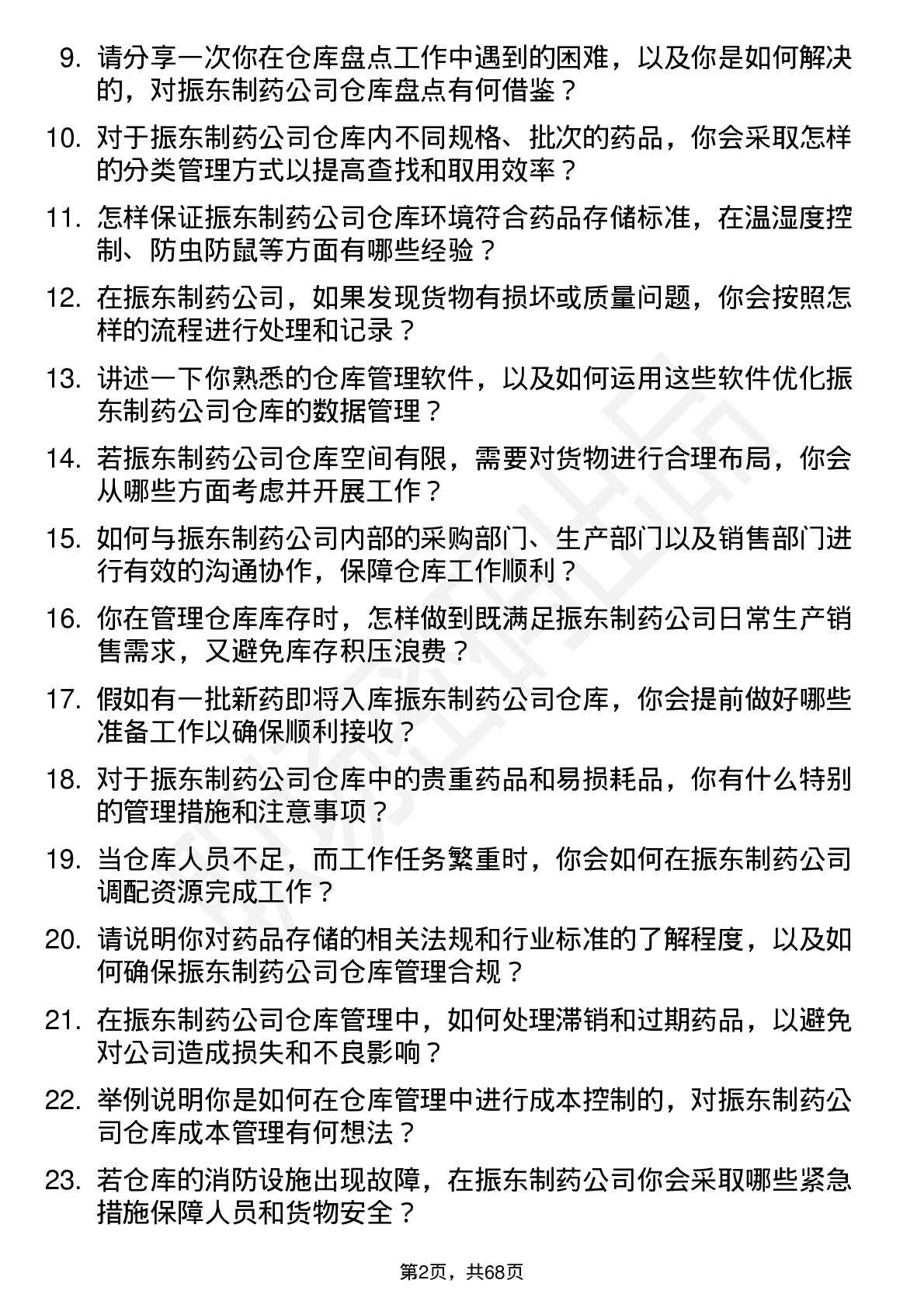 48道振东制药仓库管理员岗位面试题库及参考回答含考察点分析