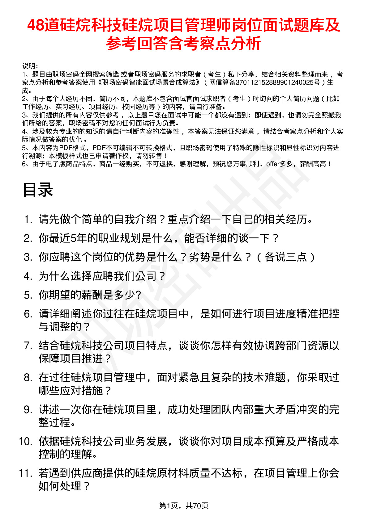 48道硅烷科技硅烷项目管理师岗位面试题库及参考回答含考察点分析