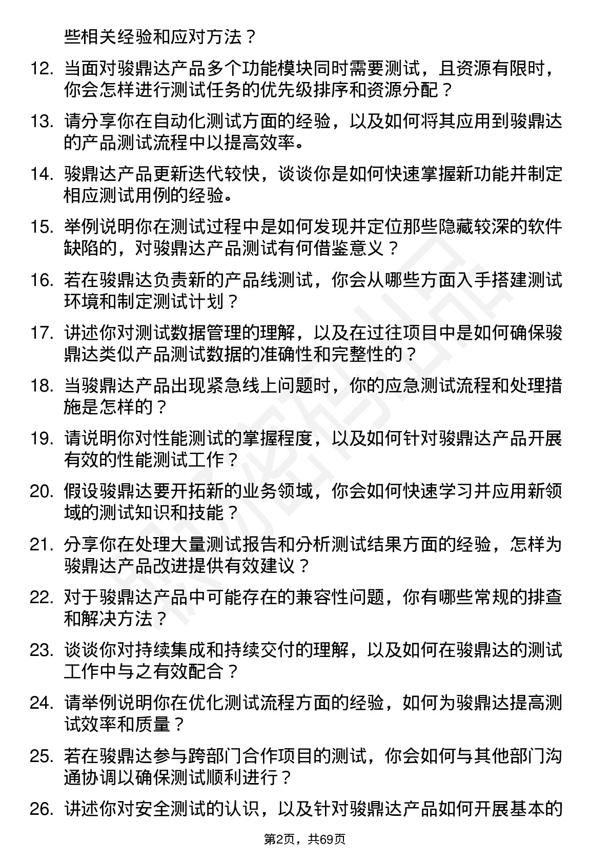 48道骏鼎达测试工程师岗位面试题库及参考回答含考察点分析