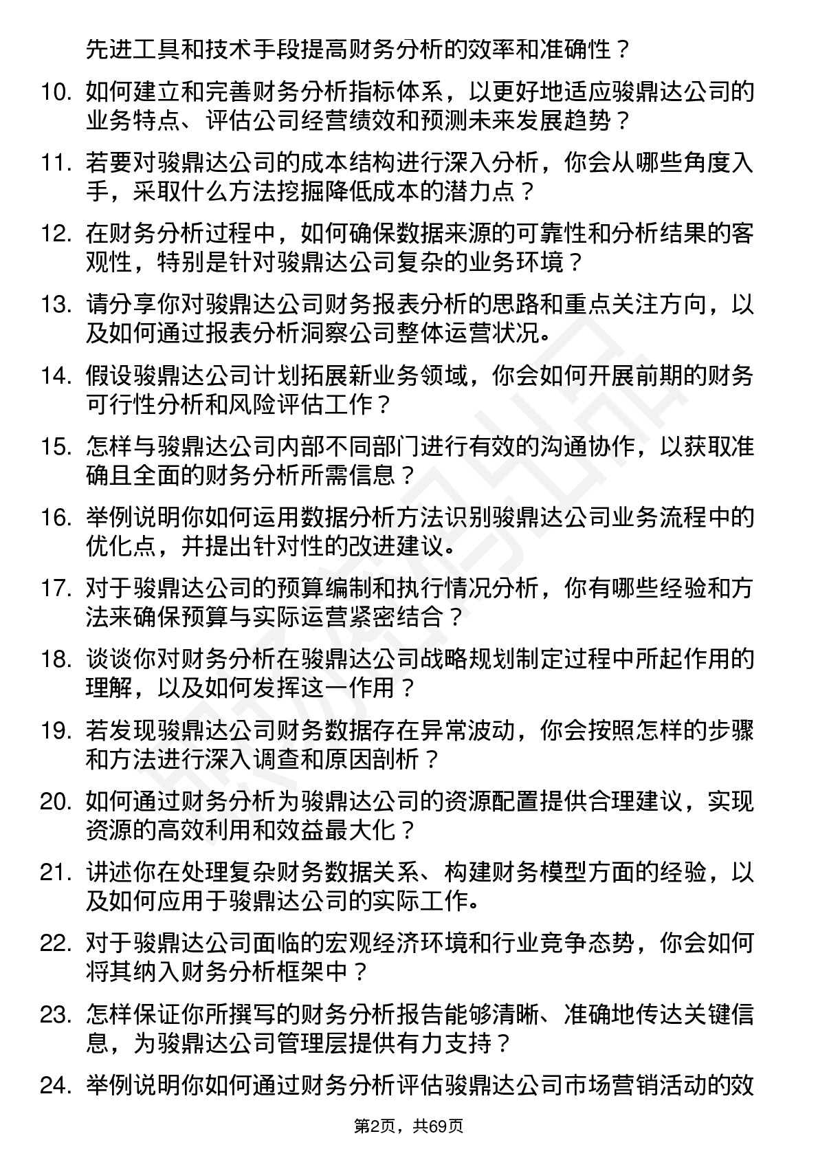 48道骏鼎达财务分析师岗位面试题库及参考回答含考察点分析