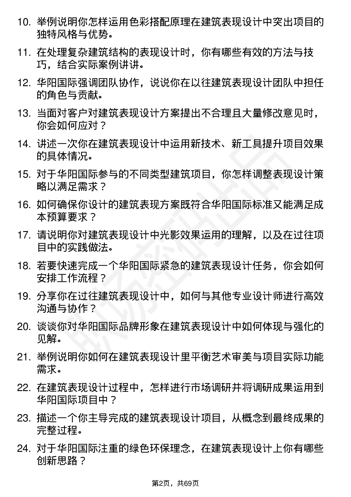 48道华阳国际建筑表现设计师岗位面试题库及参考回答含考察点分析