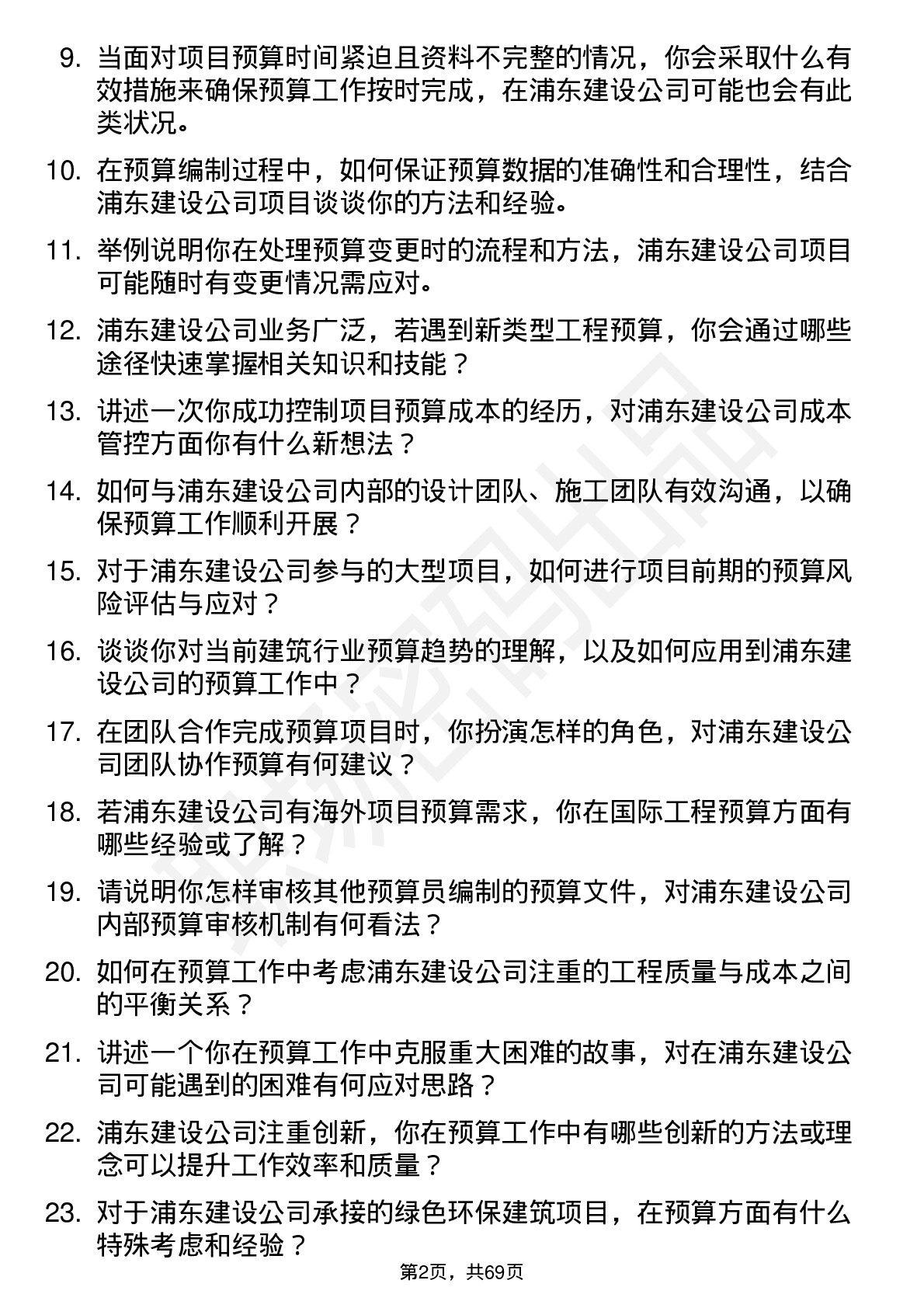 48道浦东建设预算员岗位面试题库及参考回答含考察点分析