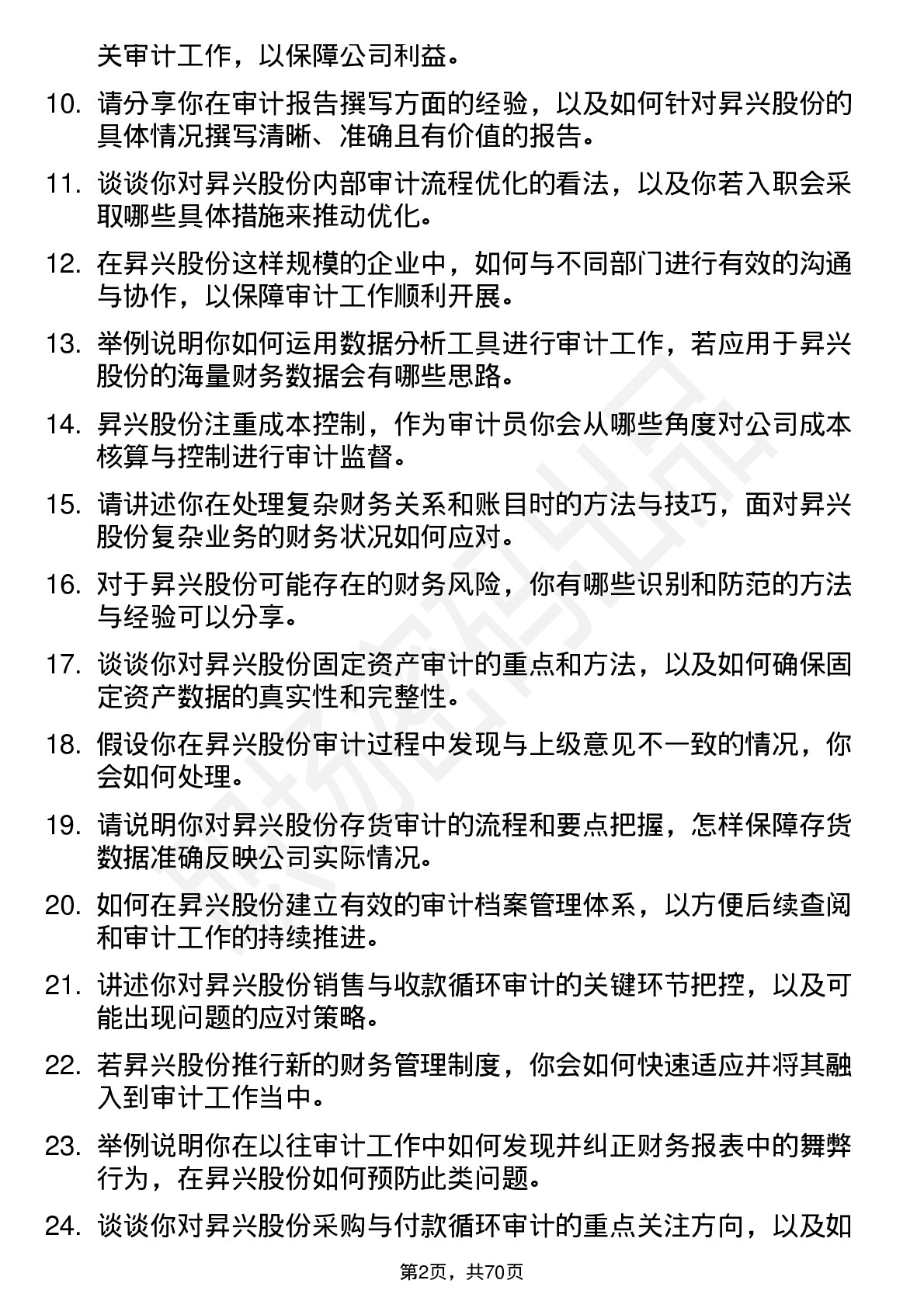 48道昇兴股份审计员岗位面试题库及参考回答含考察点分析