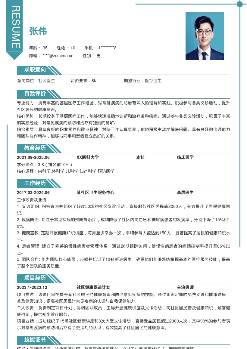 基层医疗医生常见疾病防治简历模板