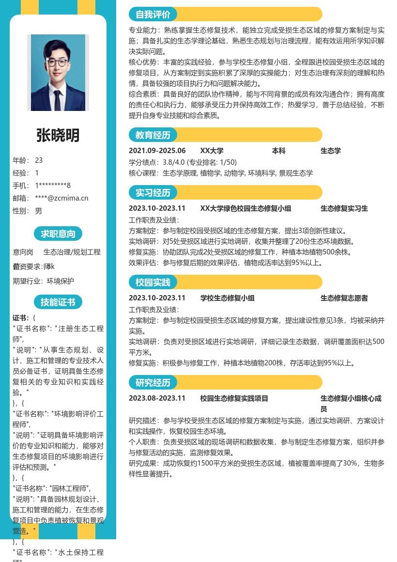 20多套生态治理_规划(校招)岗位简历模板合集word版