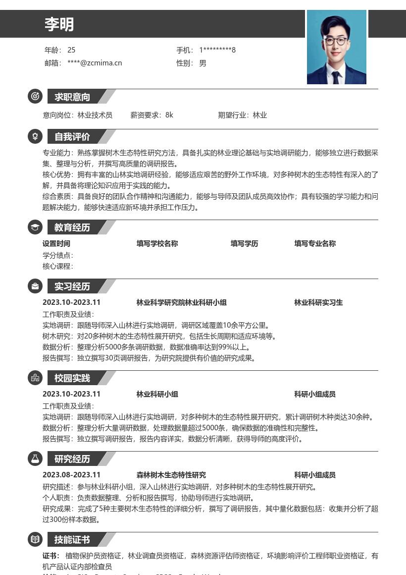 20多套农业_林业(校招)岗位简历模板合集word版