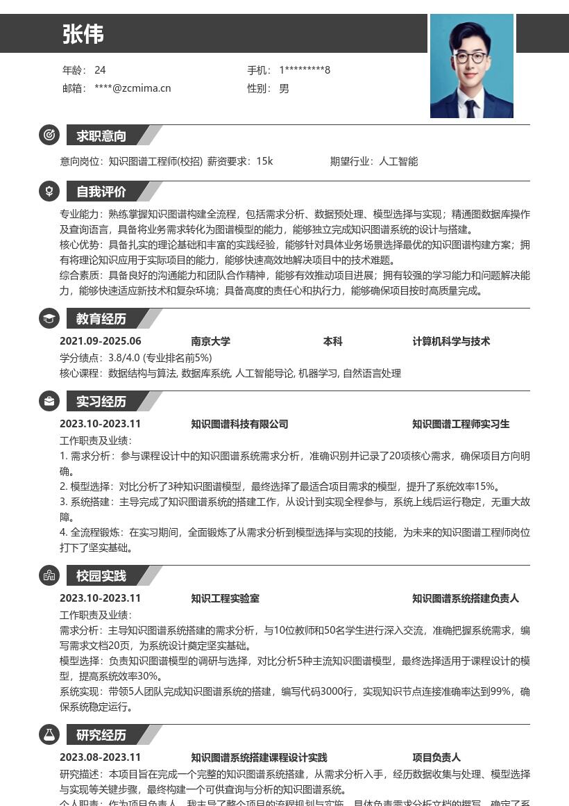 20多套知识图谱工程师(校招)岗位简历模板合集word版